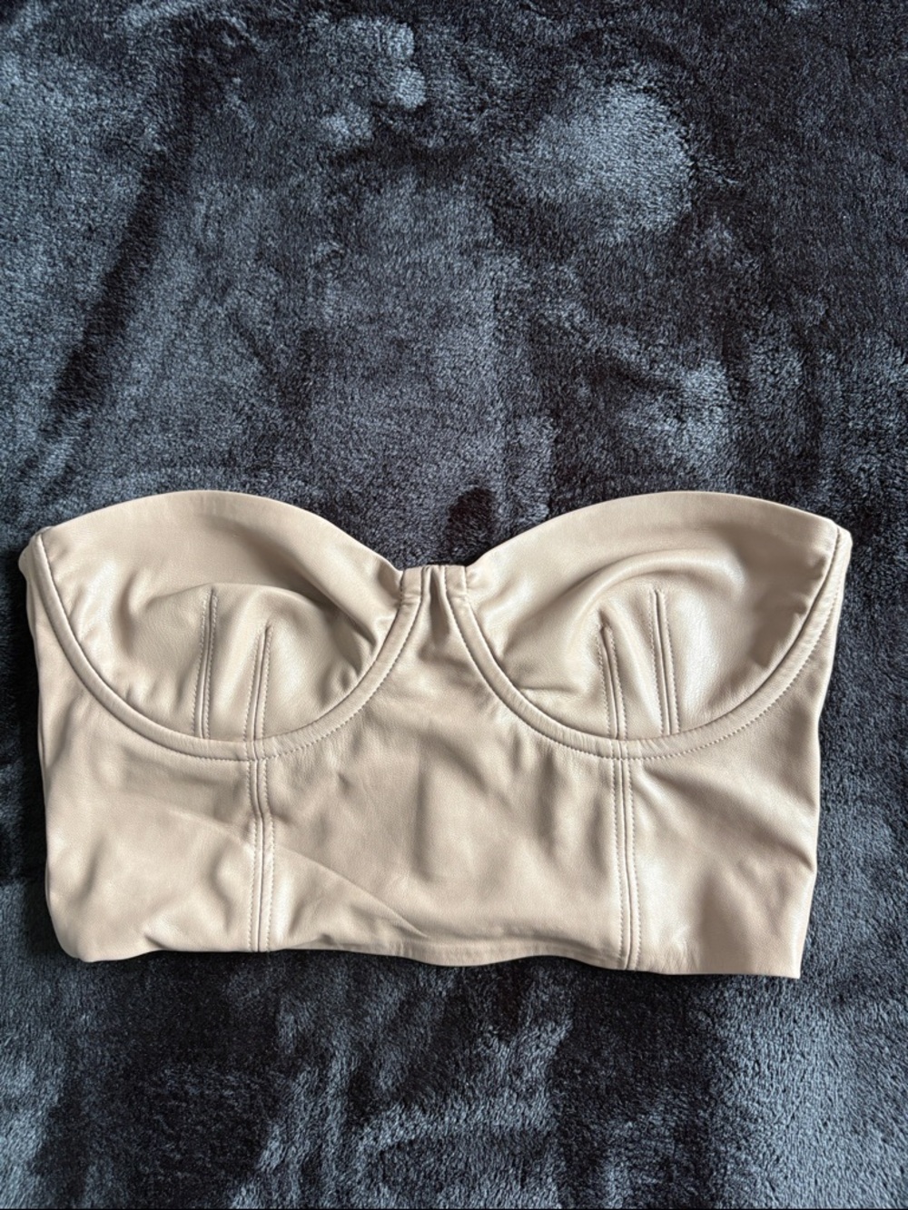 Zara beige faux leather bustier